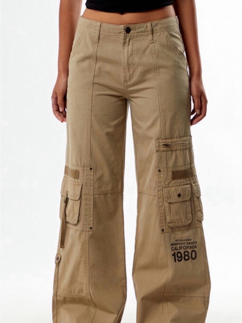 Pacsun Weathered Low Rise Baggy Flare Cargo Utility Pants 100% Cotton Size 25